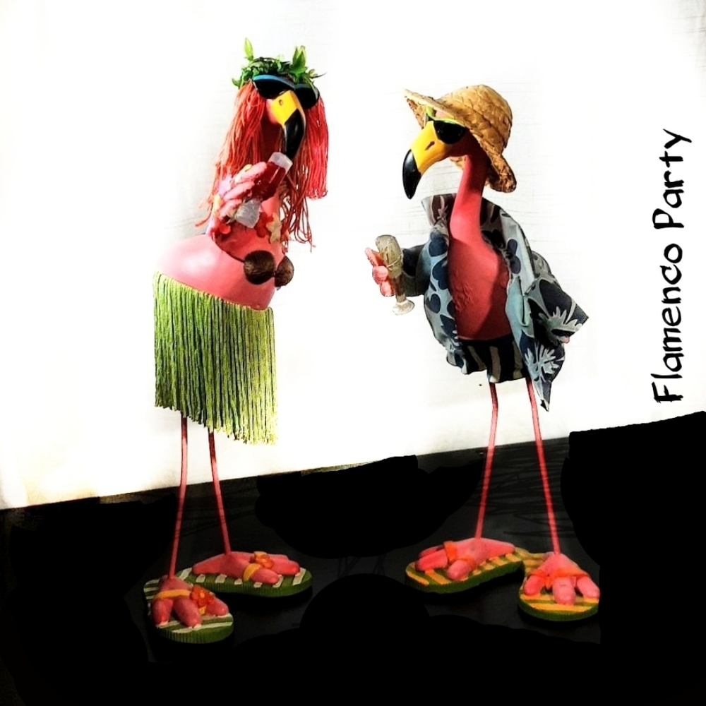 Two wobbly bobble decor flamingos